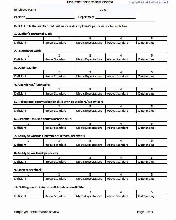 Performance Appraisal form Template Awesome 31 Employee Evaluation form Templates Free Word Excel