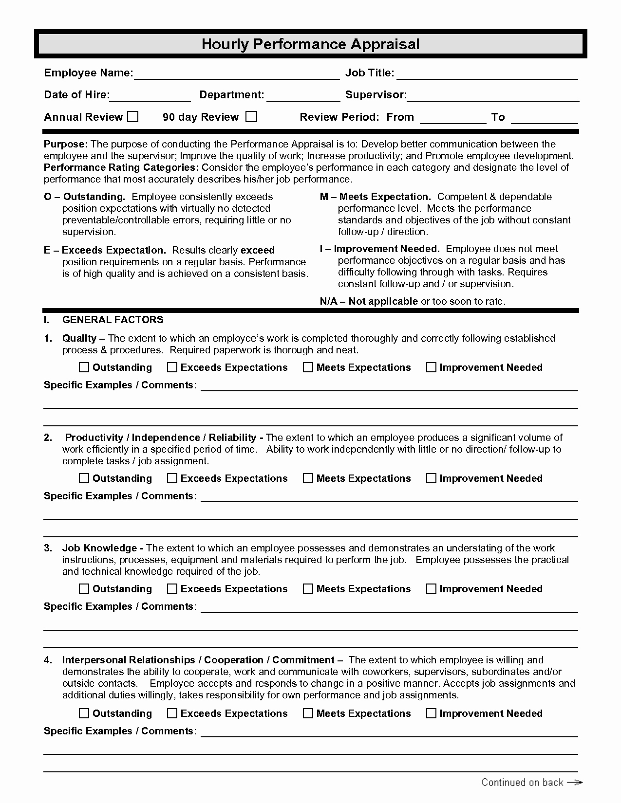 Performance Appraisal form Template Fresh Employee Performance Evaluation form Free Download