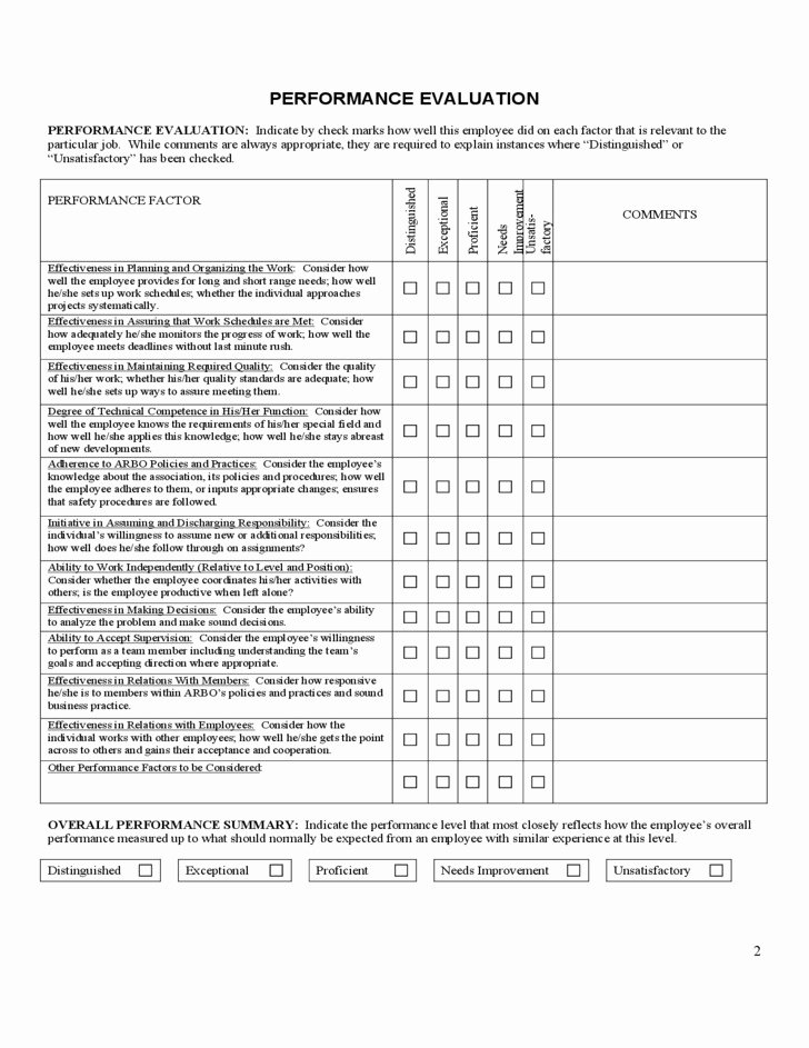 Performance Appraisal form Template Unique Employee Evaluation form Template Doc Templates Resume