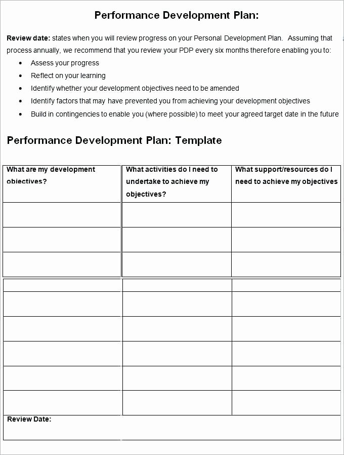 Performance Development Plan Template Fresh Development Plan Template