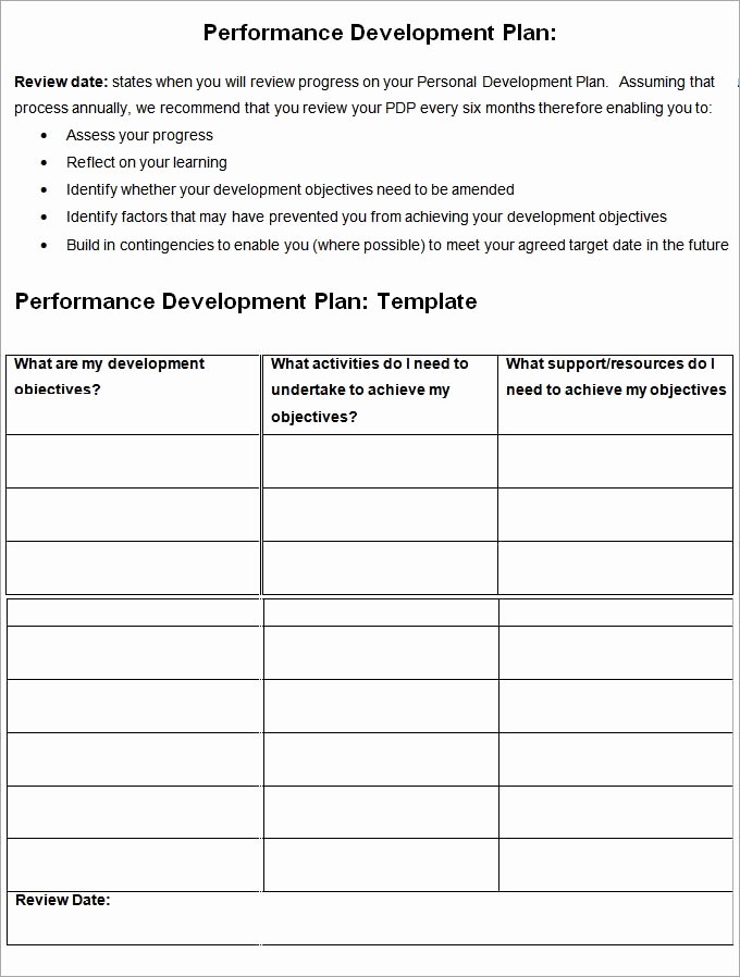 Performance Development Plan Template Fresh Performance Development Plan Template Development Plan