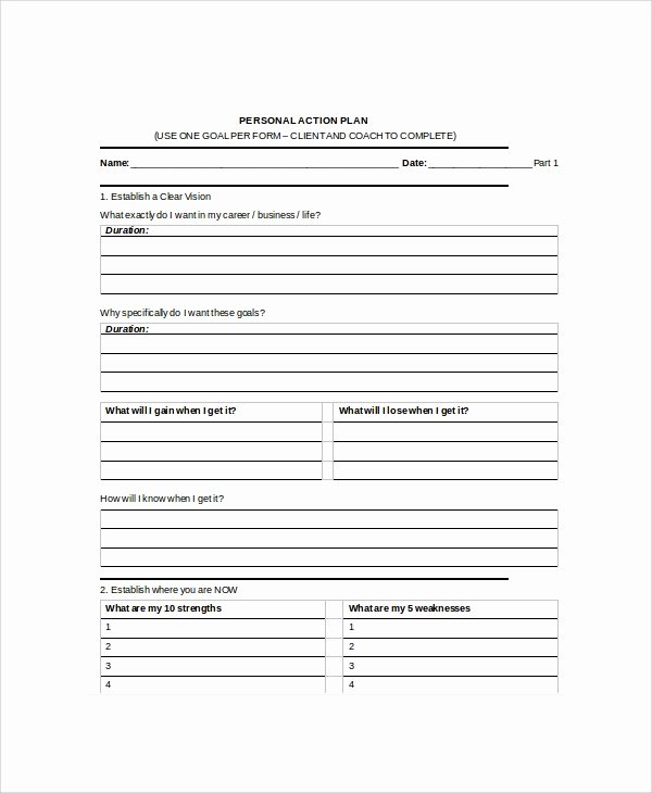 Personal Action Plan Template Inspirational 11 Sample Personal Action Plans