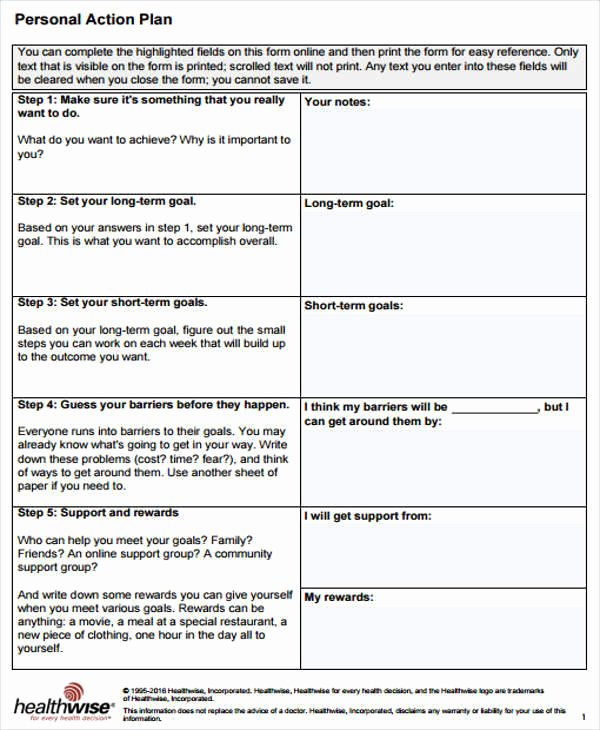 Personal Action Plan Template New 8 Personal Plan Samples &amp; Templates