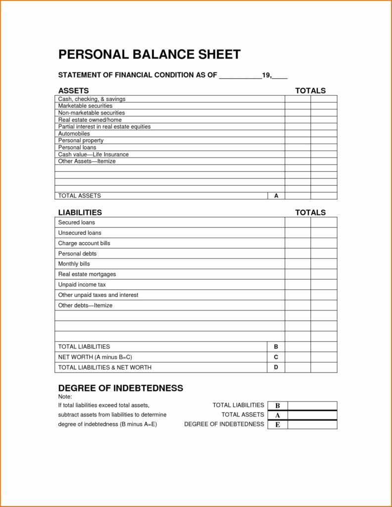 Personal Balance Sheet Template Awesome Free Personal Balance Sheet Template and Excel Personal
