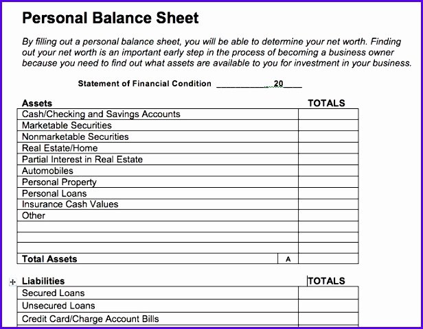 Personal Balance Sheet Template Elegant 10 Excel Balance Sheet Template Free Exceltemplates