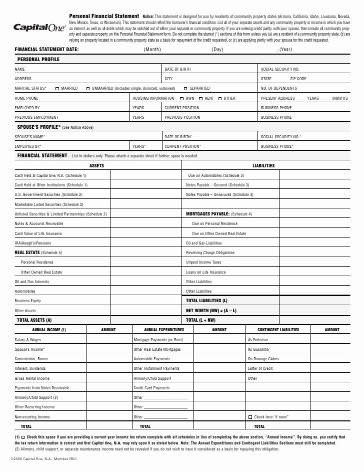 Personal Financial Statements Template Awesome Personal Financial Statement