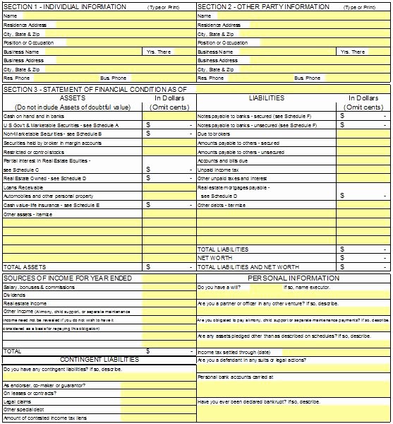 Personal Financial Statements Template New 40 Personal Financial Statement Templates &amp; forms