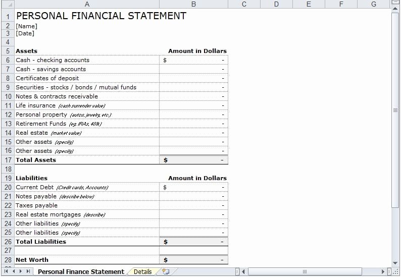 Personal Income Statement Template Fresh 8 Personal Financial Statement Templates Excel Templates