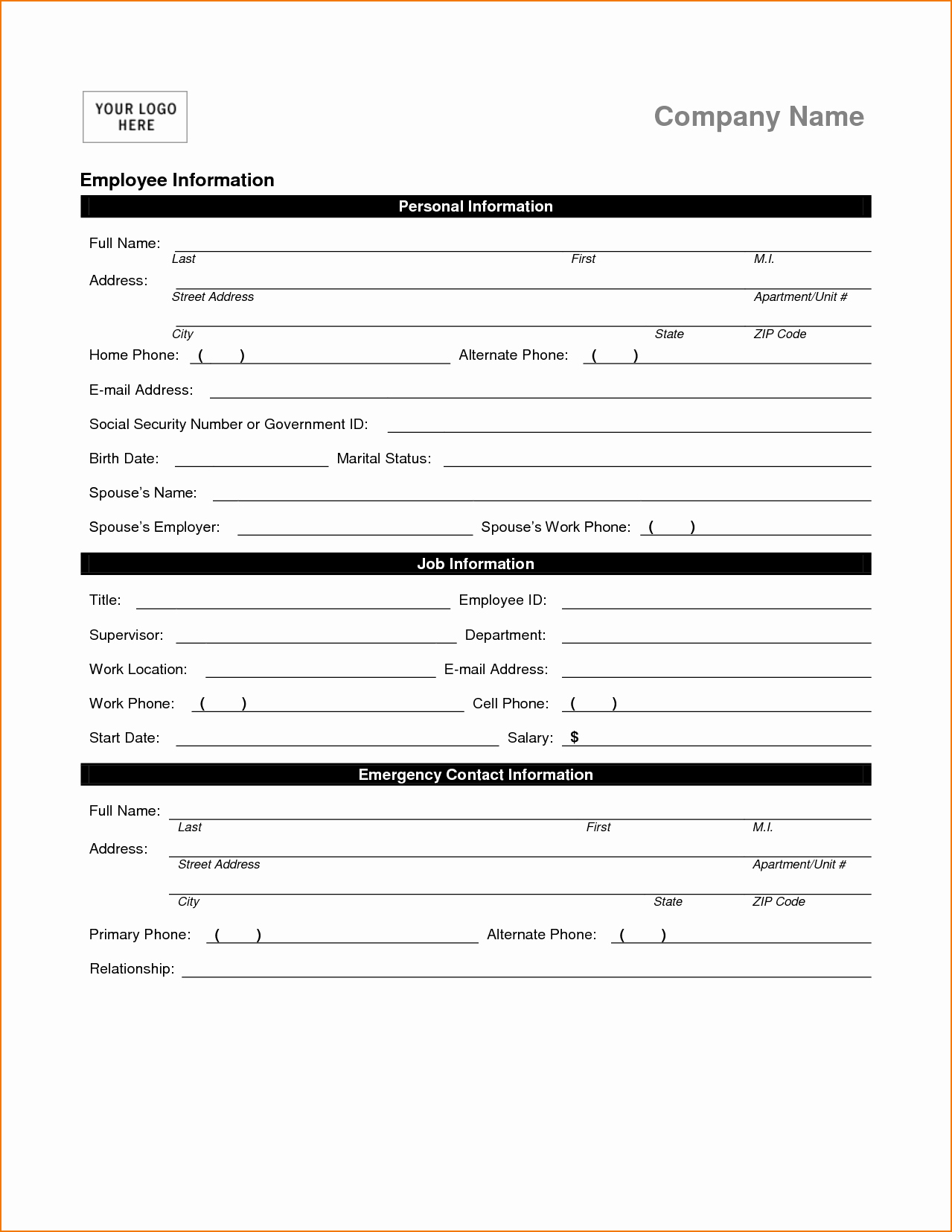 Personal Info forms Template Best Of 5 Information Sheet Template