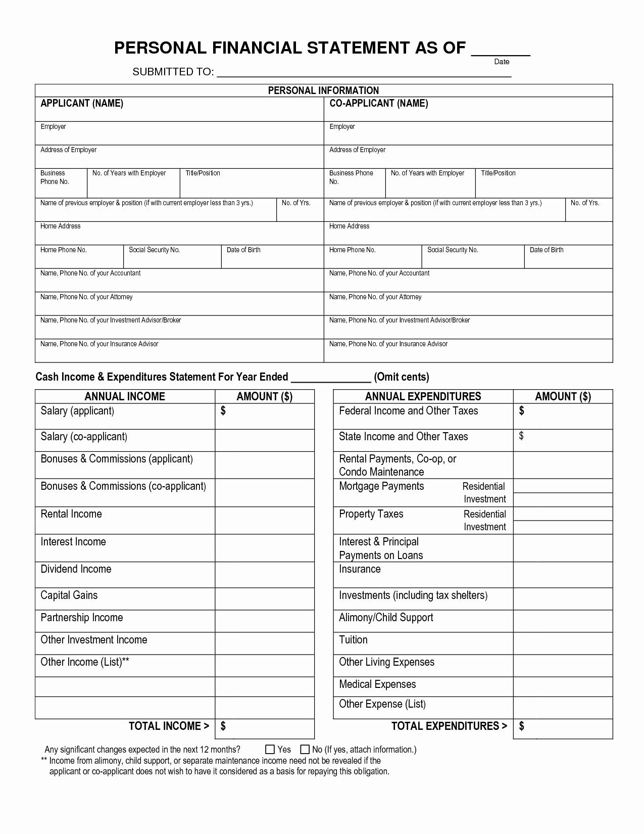 Personal Info forms Template Luxury Free Printable Personal Financial Statement