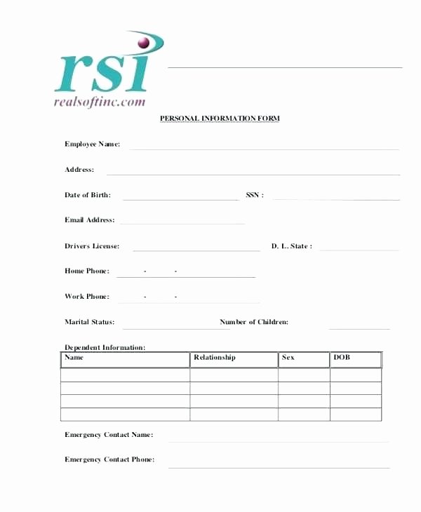 Personal Information form Template Lovely Basic Personal Information form Fact Sheet Template