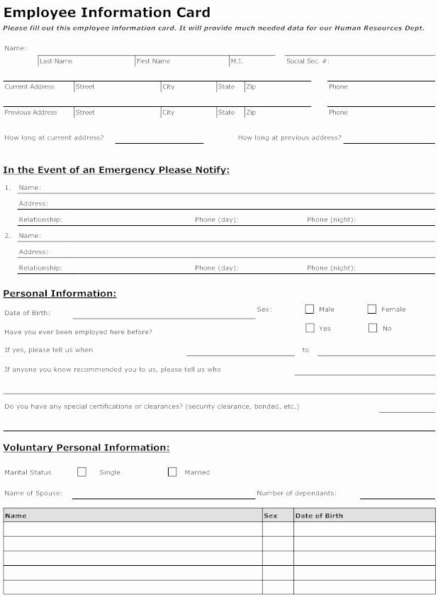 Personal Information Sheet Template Best Of Employee Personal Information Sheet Hardsell