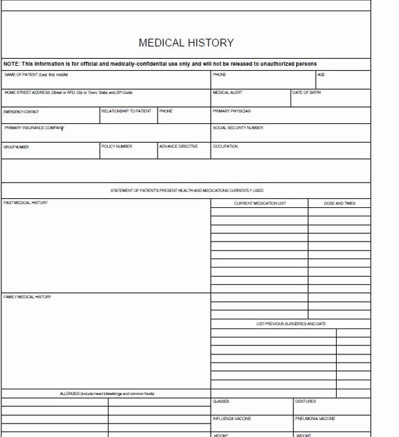 Personal Medical History Template Fresh Fillable Medical History Log Pdf Digital Health forms