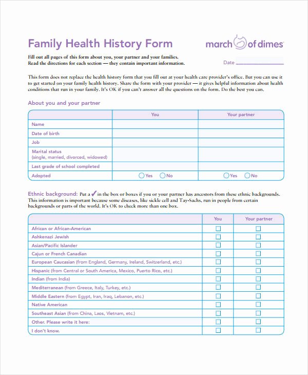 Personal Medical History Template Unique Medical History form 9 Free Pdf Documents Download