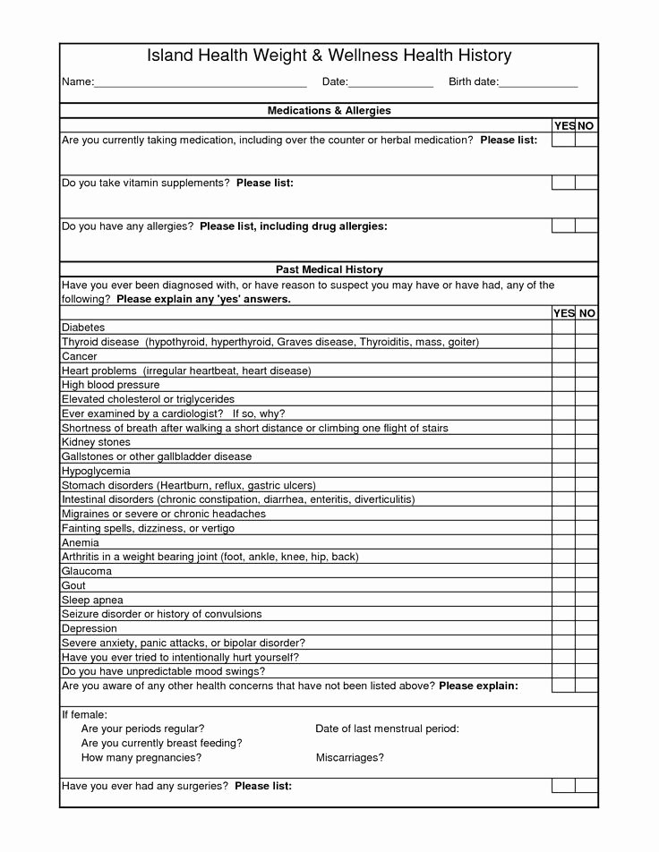 Personal Medical Record Template Luxury Personal Medical History form Template