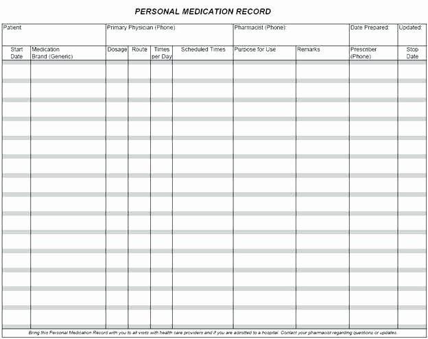 Personal Medication List Template Awesome Medication Card Template Free Printable Sample Example for
