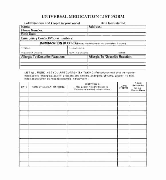 Personal Medication List Template New Awesome Image Personal Medication List Template Record