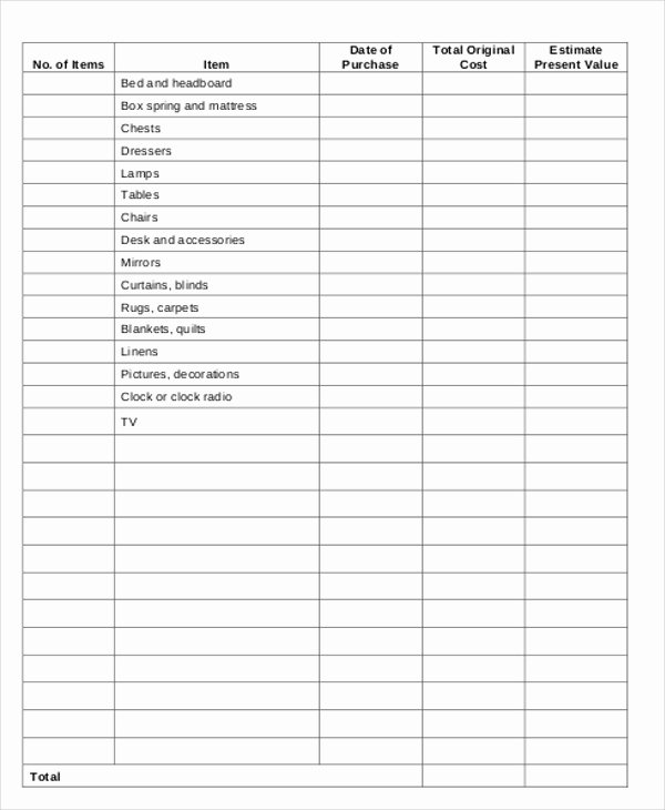 Personal Property Inventory Template New 6 Business Inventory List Templates Free Word Pdf