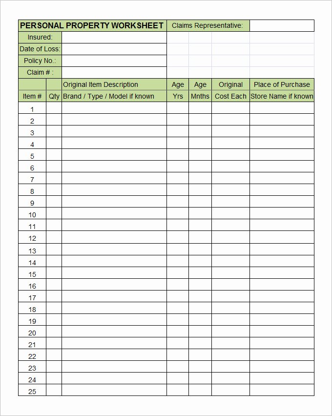 Personal Property Inventory Template Unique 17 Property Inventory Templates Free Word Pdf Excel