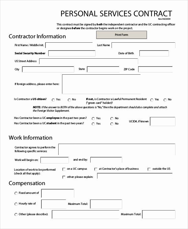 Personal Service Contract Template Unique 7 Sample Personal Service Contracts