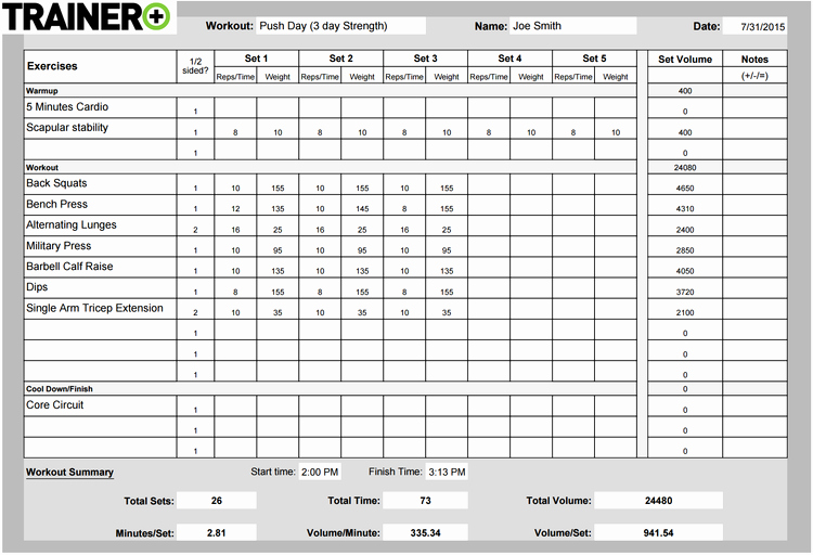 Personal Training Program Template Beautiful Daily Workout Logs for Personal Trainers