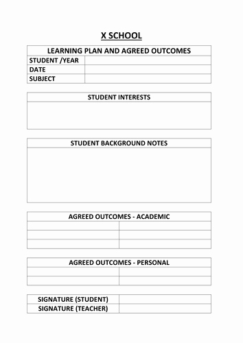 Personalized Learning Plans Template Fresh Individual Learning Plan Single Sheet by Eyeofthefly