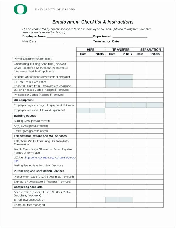 Personnel File Checklist Template Best Of New Employee Checklist Template Free Personalized Hire
