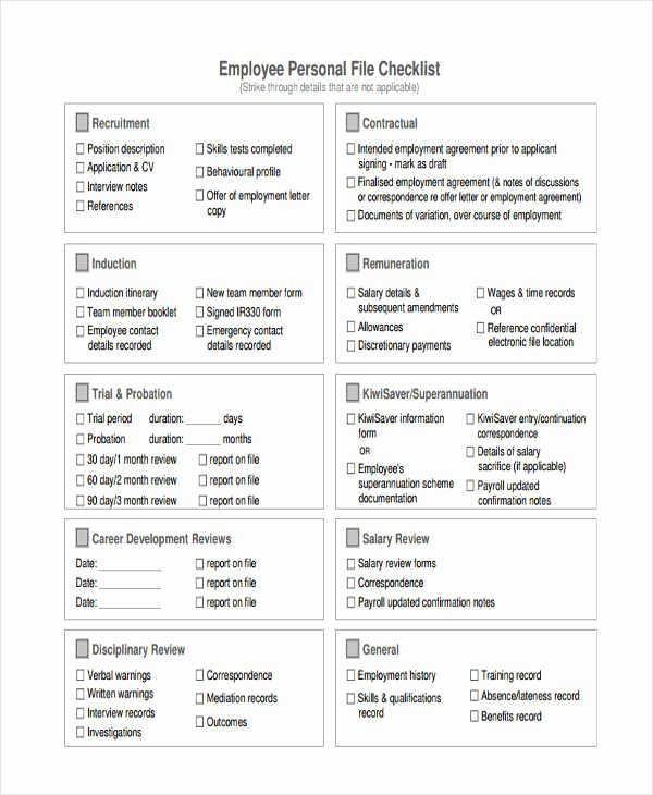 employee checklist template