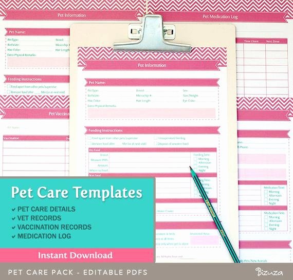 Pet Health Record Template Fresh Pet Care Records Templates 4 Editable Pdf Files for A4 by