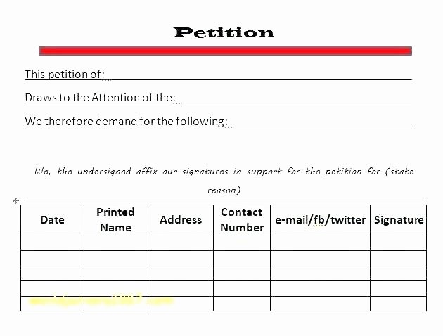 Petition Template Google Docs Beautiful Blank Petition form Template Blank Email Template to Print