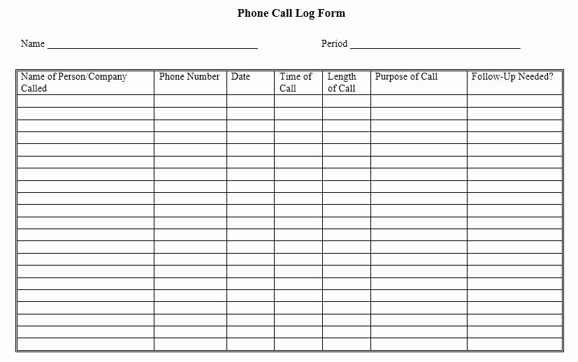 Phone Call Log Template Luxury 11 Free Sample Telephone Log Templates Printable Samples