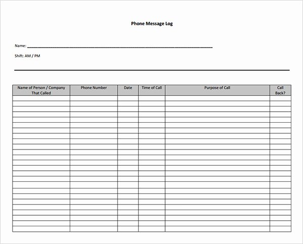 Phone Call Log Template New 10 Sample Phone Message Templates – Pdf Word Excel