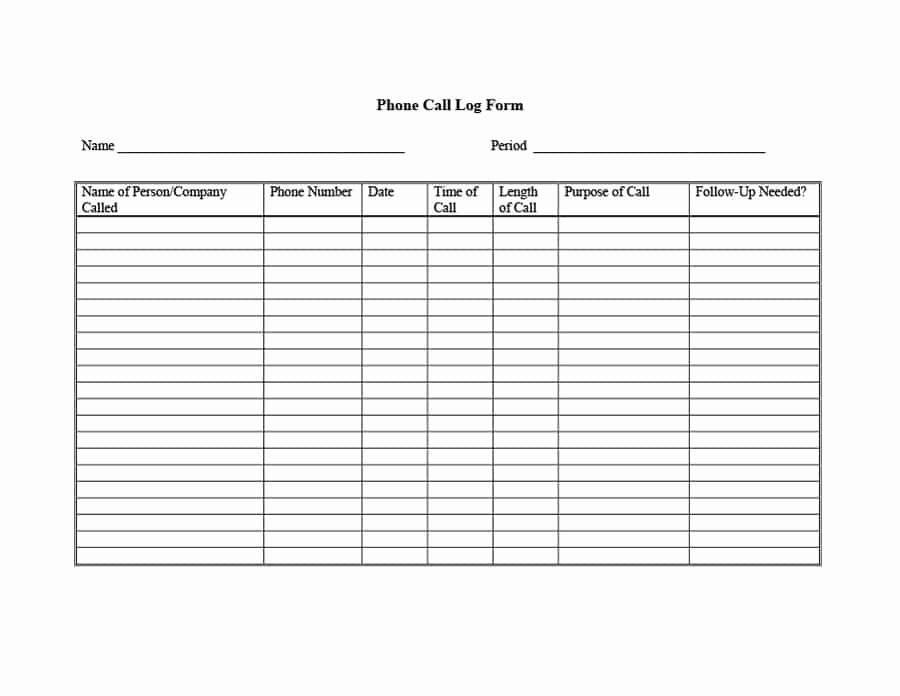 Phone Call Log Template Unique 40 Printable Call Log Templates In Microsoft Word and Excel