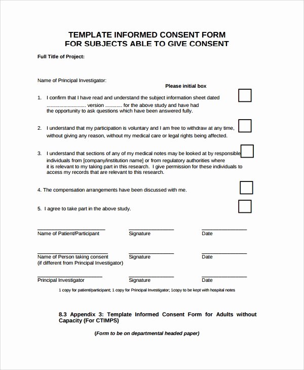 Photo Consent form Template Elegant Sample Research Consent form 8 Free Documents Download