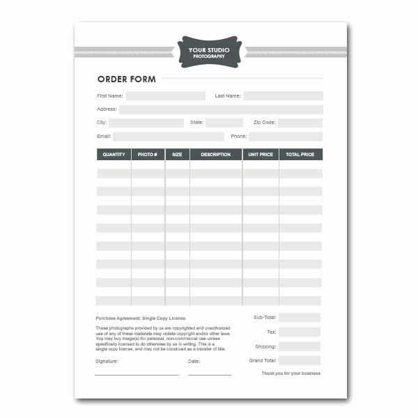 Photography order form Template Awesome Squijoo Graphy Studio order form Template