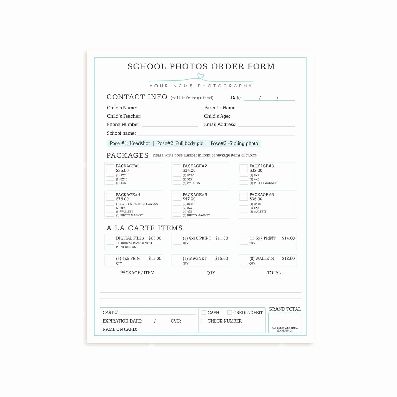 Photography order form Template Beautiful School Photography order form Template Strawberry Kit