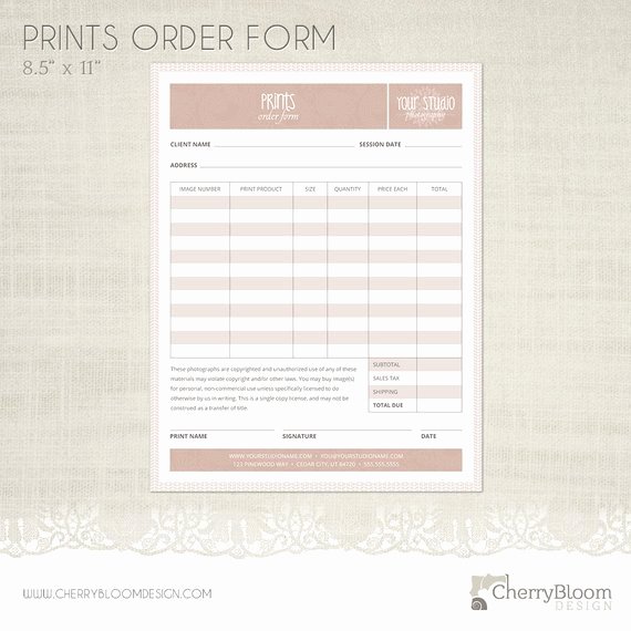 Photography order form Template New Prints order form Template for Graphers Grapher