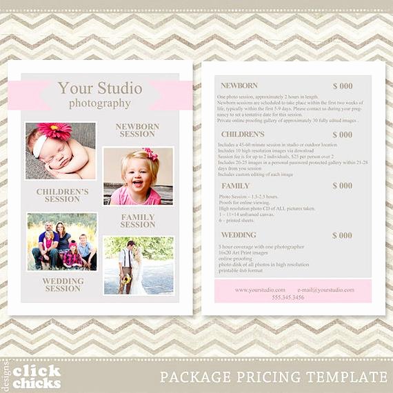 Photography Price List Template Elegant Graphy Package Pricing List Template Price List Price