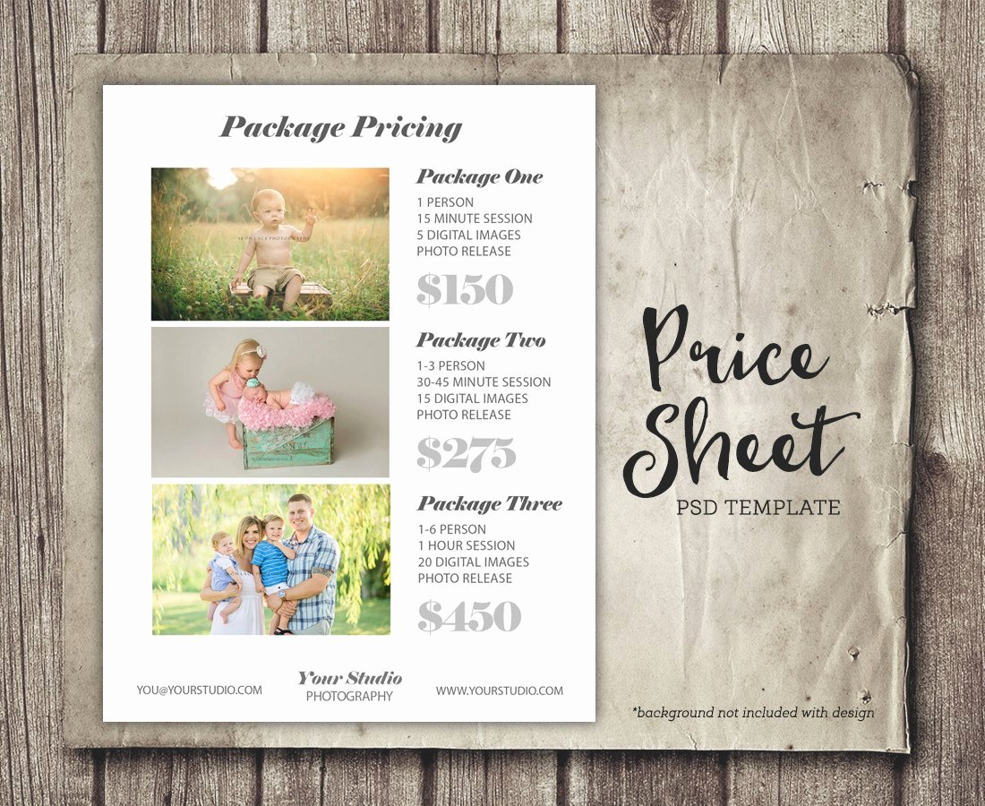 Photography Price Sheet Template Beautiful Graphy Template Price List Sheet Marketing