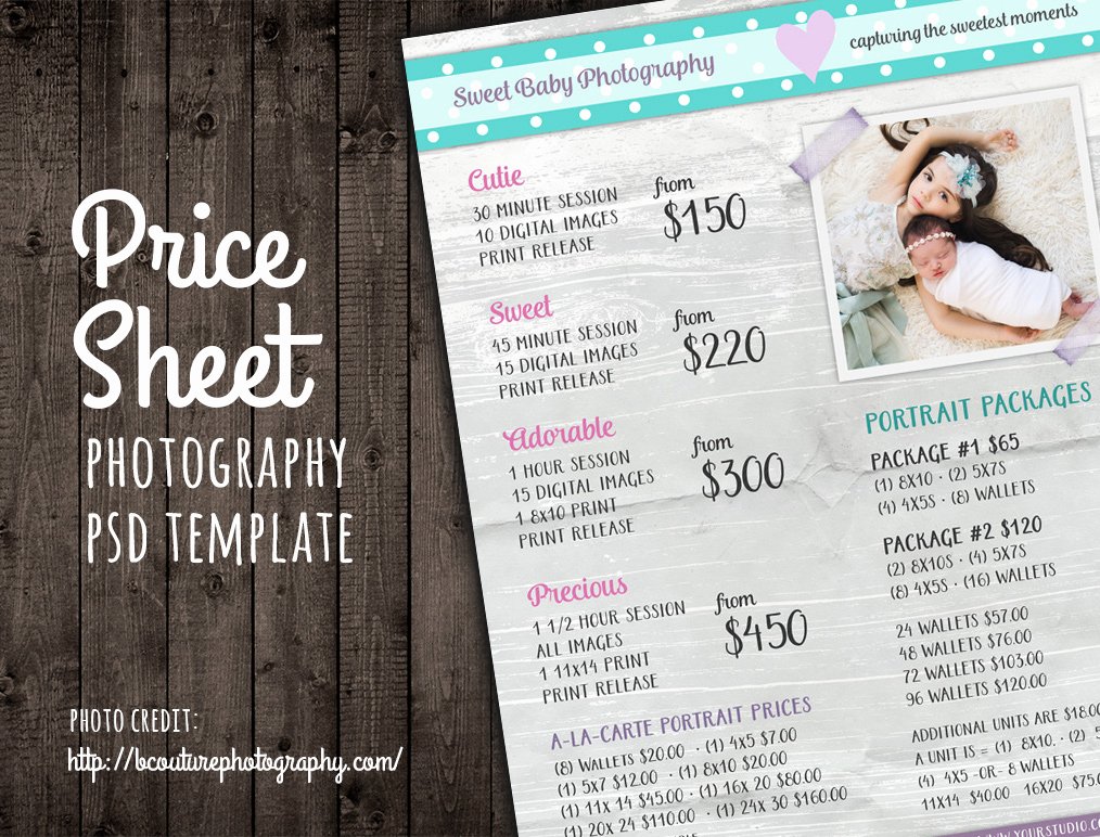 Photography Price Sheet Template New Modern Graphy Price List Template Deals