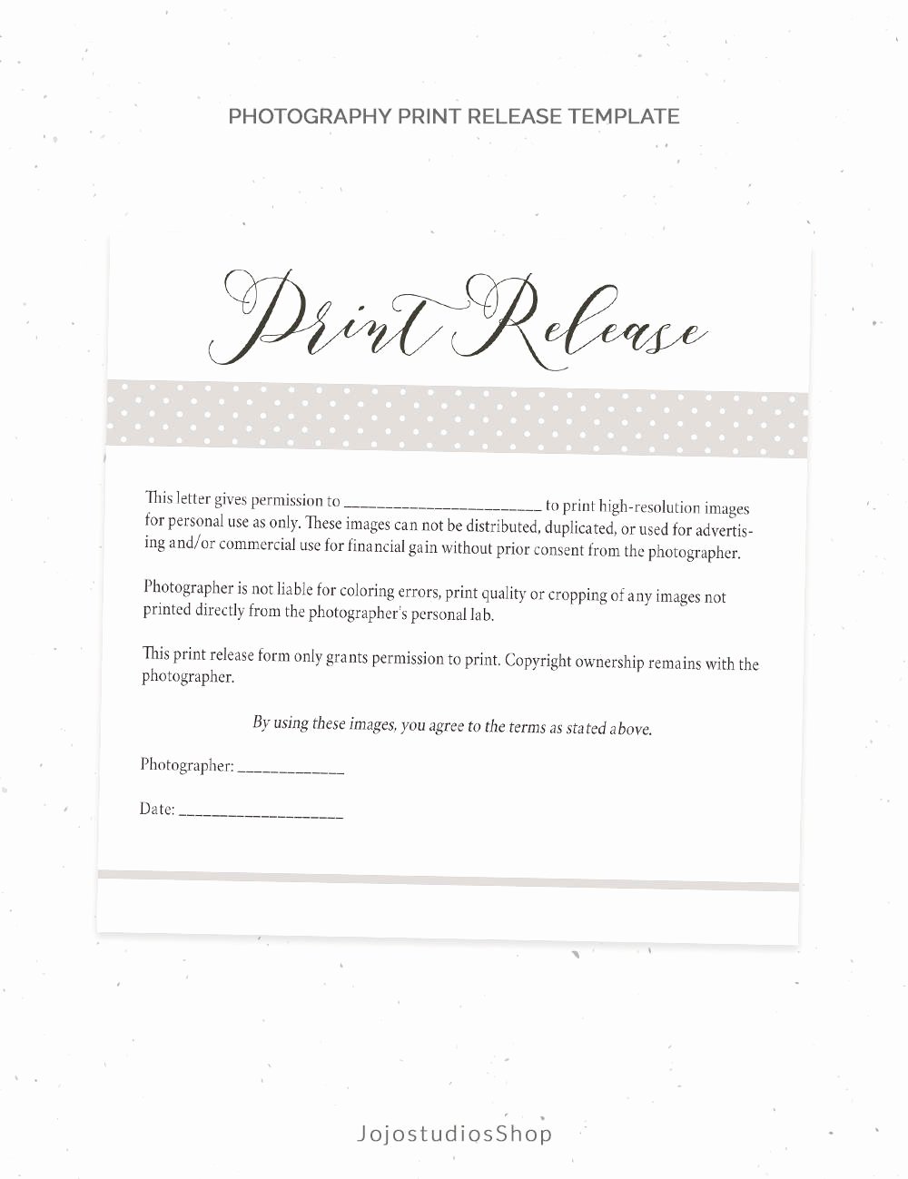 Photography Print Release Template Beautiful Graphy Print Release form Template Graphy Template