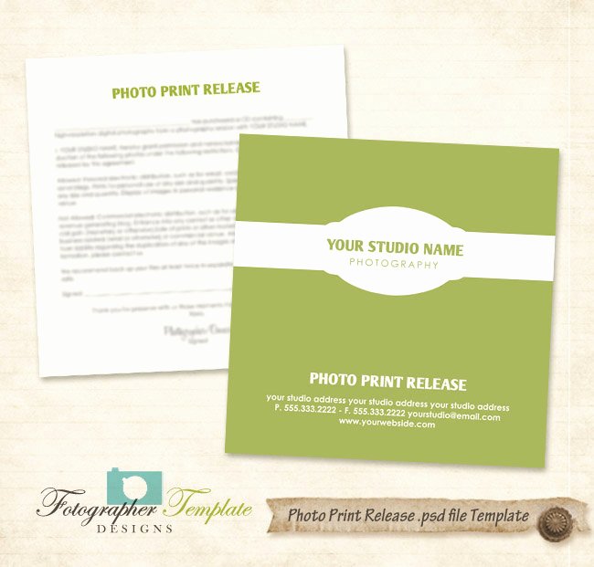 Photography Print Release Template Elegant Print Release form Template for Photographers A704