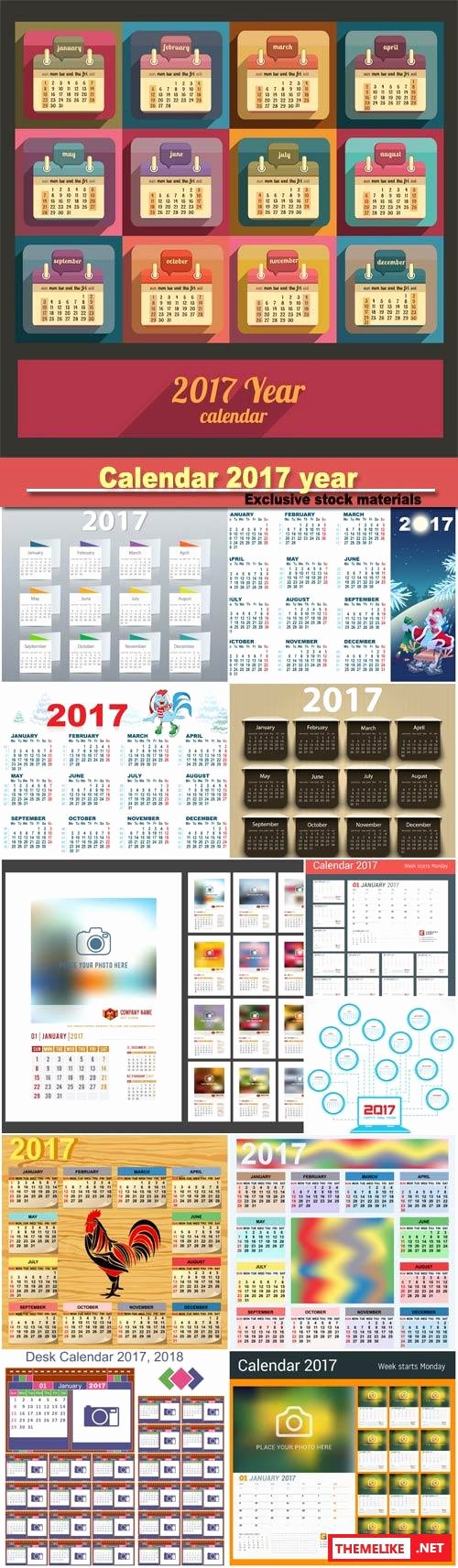 Photoshop Calendar Template 2017 Beautiful Calendar 2017 Year Vector Design Template All Design