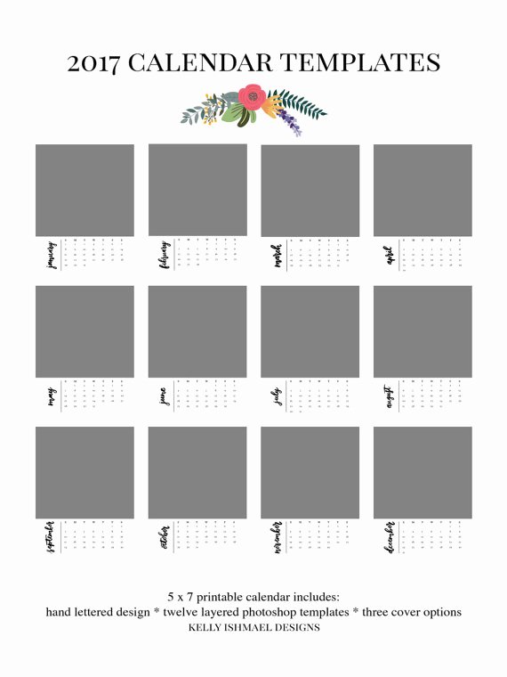 Photoshop Calendar Template 2017 Elegant 2017 Calendar Template 5x7 Desktop Calendar Photoshop
