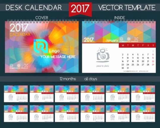 Photoshop Calendar Template 2017 Lovely Desk Calendar 2017 Vectors Template 01 Free
