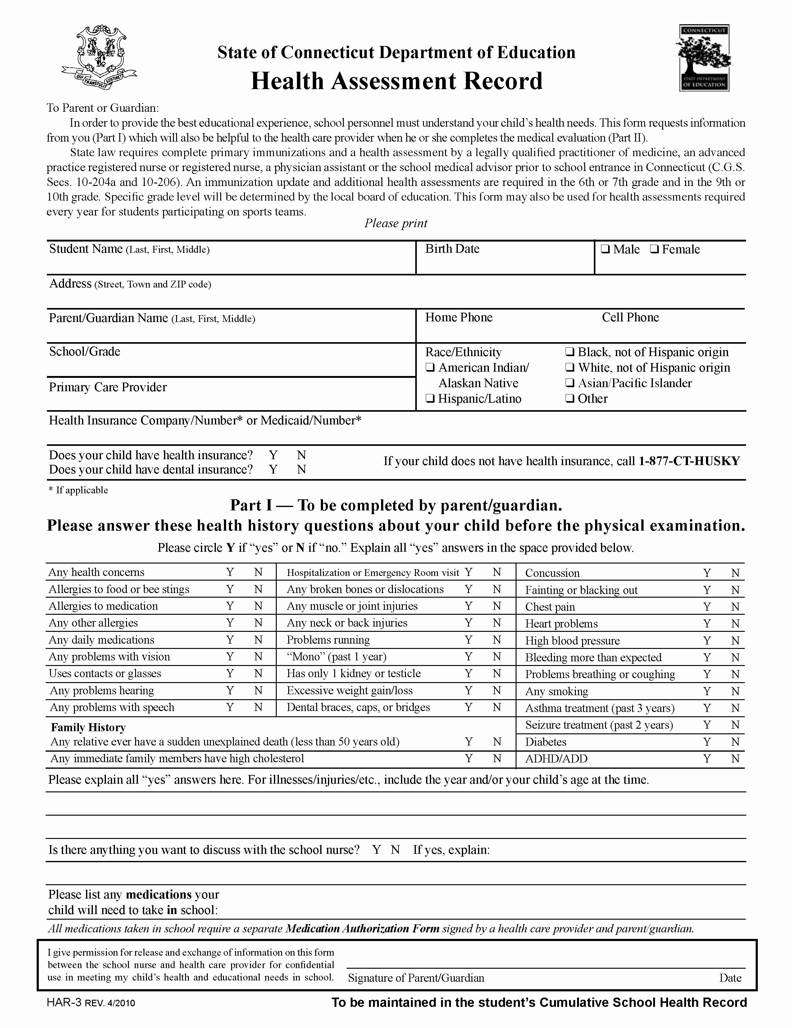 Physical Exam form Template Beautiful Physical Examination form West Haven Board Of Education