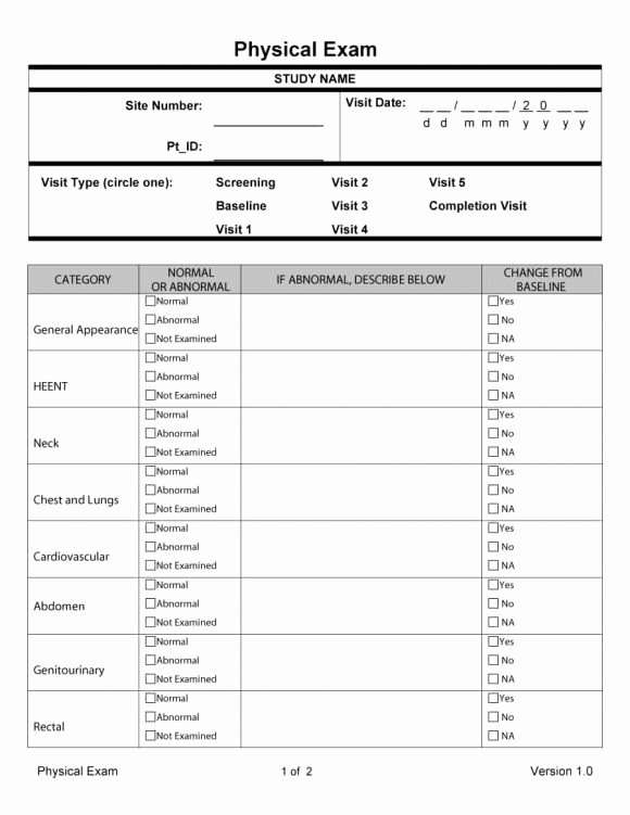 Physical Exam form Template Luxury 43 Physical Exam Templates &amp; forms [male Female]
