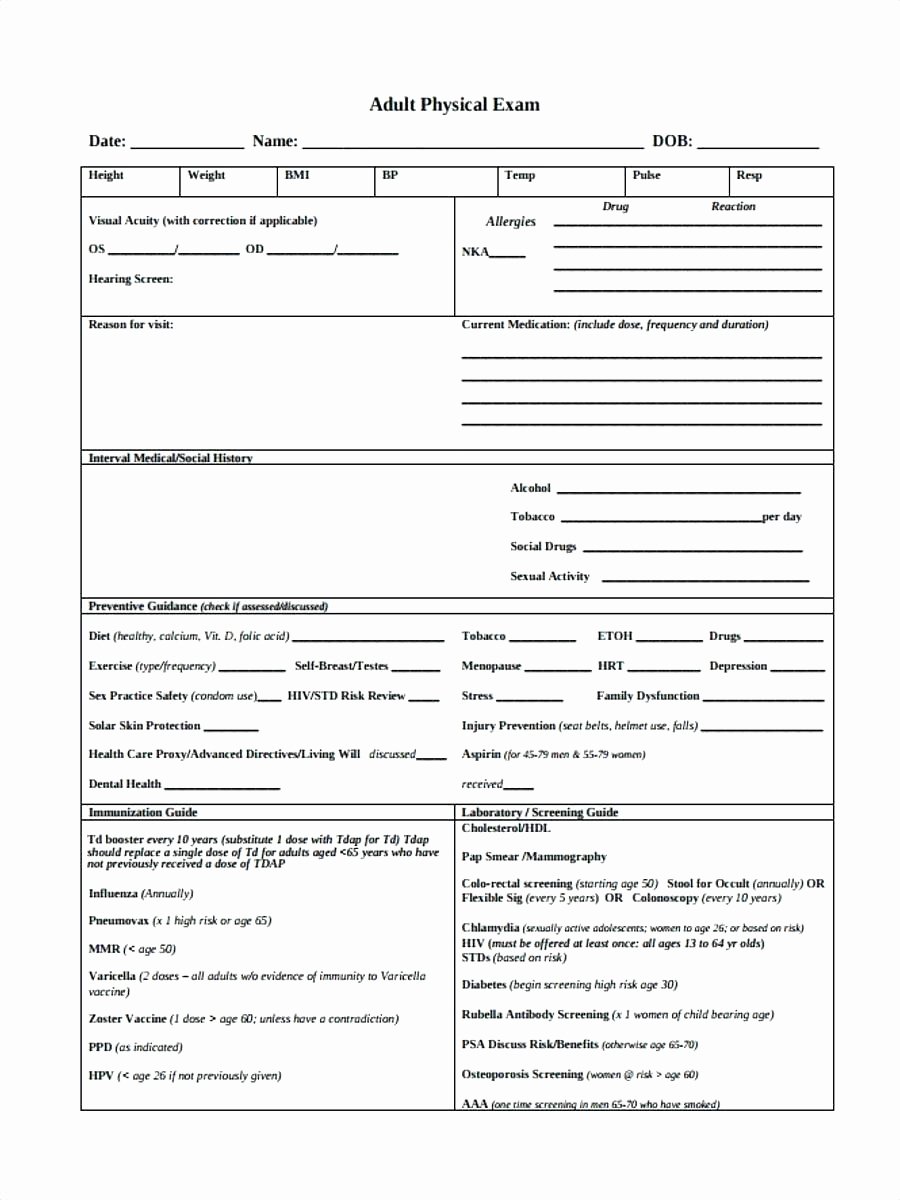 Physical Exam form Template Luxury Physical Exam Template form – Radiofama