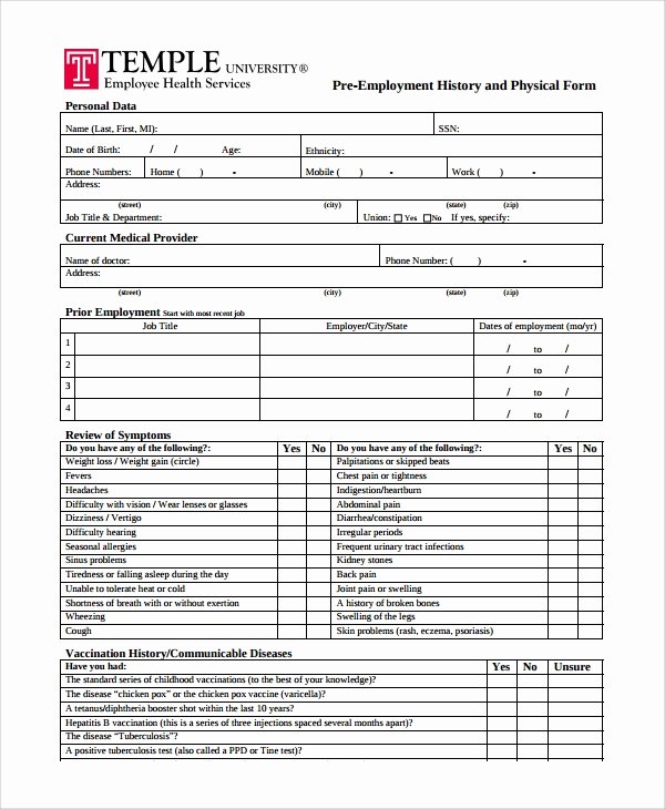 Physical Examination form Template Lovely 9 Sample Physical Exam forms – Pdf