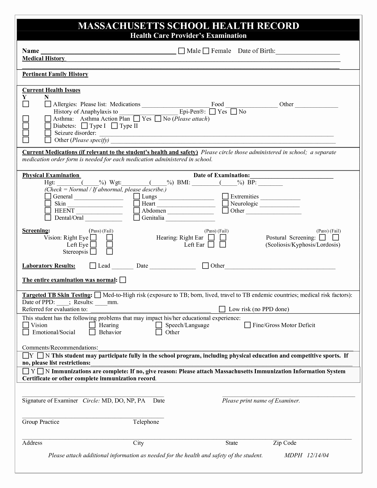 Physical Examination forms Template Elegant 13 Best S Of Blank Medical Exam forms Pdf